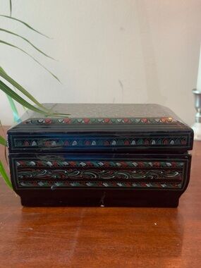 decorative wooden lacquerware Jewelery or  trinket box.